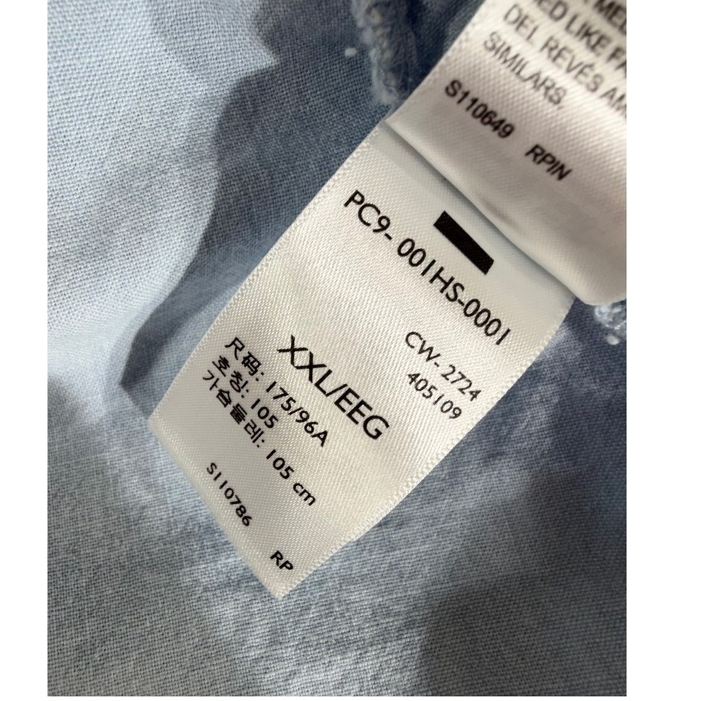 Levis Maxi Dress XXL Light Blue Cotton Chambray Button Front Tiered Boho Prairie - Picture 7 of 9